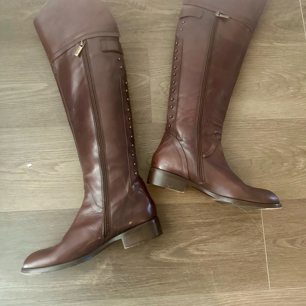 Brown Leather Knee-High Boots